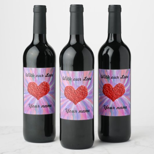 Kleurig Hart Wijnlabel Wijn Etiket (Flessen)