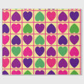 Kleurig hartenpatroon cadeaupapier (Vlak)