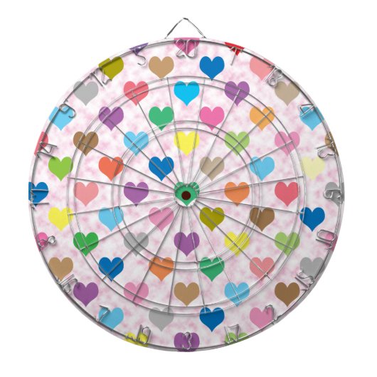 Kleurig hartenpatroon dartbord (Voorkant)