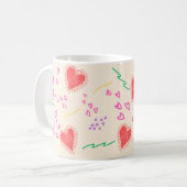Kleurig hartenpatroon koffiemok (Voorkant links)