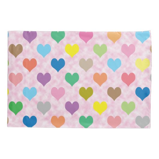 Kleurig hartenpatroon kussensloop (Achterkant)