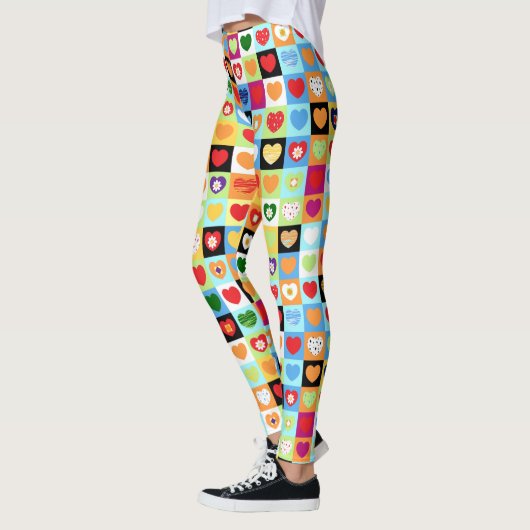 Kleurig hartenpatroon leggings (Links)