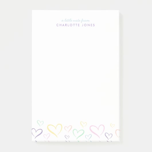 Kleurig Hartje met Kindernaam Notities Post-it® Notes (Voorkant)