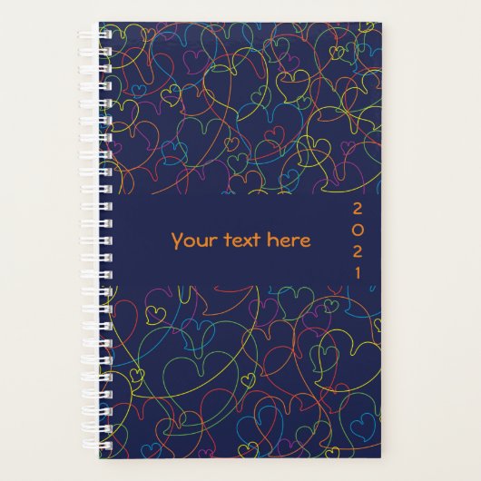 Kleurig hartsatroon - Hearts net Intense Blue Planner (Voorkant)
