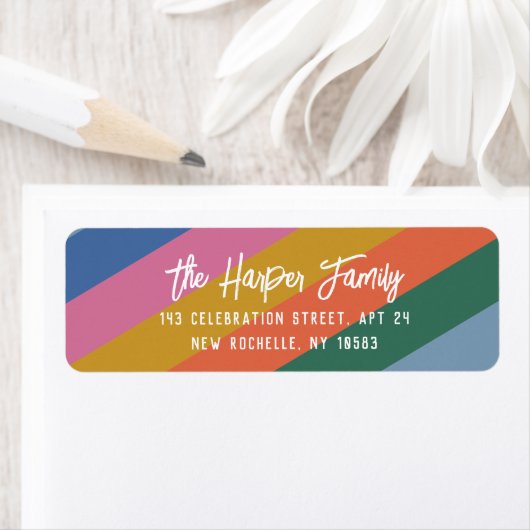 Kleurig, helder, gepersonaliseerd penseelscript me etiket (Insitu)