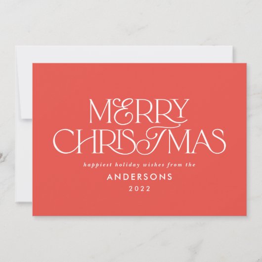 Kleurig, helder rood kerstgeometrisch script feestdagenkaart (Voorkant)