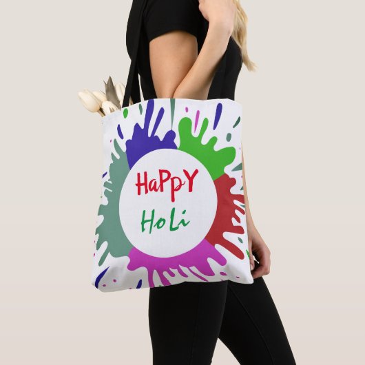 Kleurig Holi-patroon Tote Bag (Dichtbij)