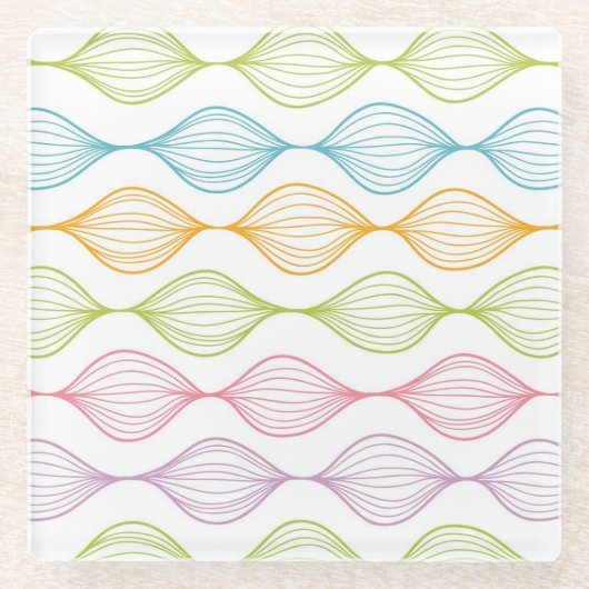 Kleurig horizontaal ogeenpatroon glazen onderzetter (Voorkant)