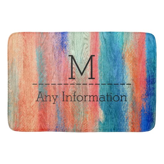  kleurig houtkorrelmonogram badmat (Voorkant)