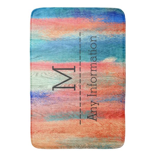 kleurig houtkorrelmonogram badmat (Voorkant Verticaal)