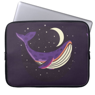 Kleurig illustratieportret van schattige walvis in laptop sleeve