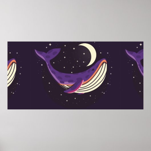 Kleurig illustratieportret van schattige walvis in poster (Voorkant)