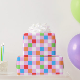 Kleurig ingecheckt patroon cadeaupapier