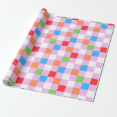 Kleurig ingecheckt patroon cadeaupapier (Uitgerold)