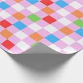 Kleurig ingecheckt patroon cadeaupapier (Hoek)