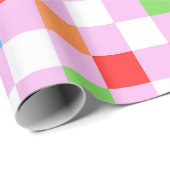 Kleurig ingecheckt patroon cadeaupapier (Rol Hoek)