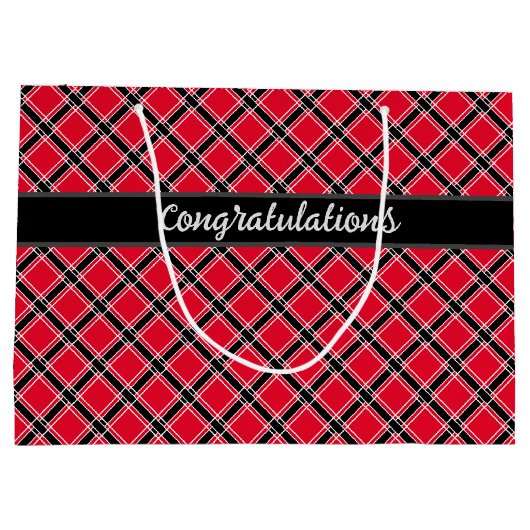 Kleurig ingecheckt patroon in een schuine kooi groot cadeauzakje (Achterkant)