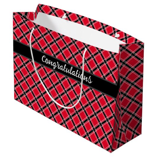 Kleurig ingecheckt patroon in een schuine kooi groot cadeauzakje (Achterkant Gekanteld)