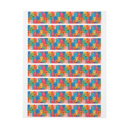 Kleurig kattenpatroon adreslabel wikkel (Vel)