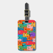Kleurig kattenpatroon bagagelabel (Voorkant verticaal)