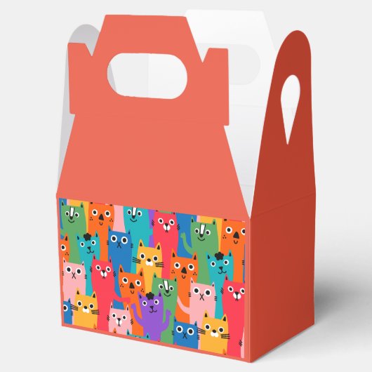 Kleurig kattenpatroon bedankdoosjes (Geopend)