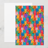 Kleurig kattenpatroon bedankkaart (Voorkant / Achterkant)