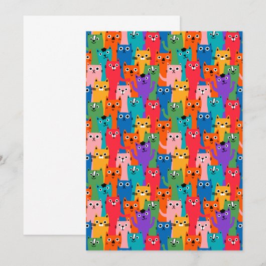 Kleurig kattenpatroon bedankkaart (Voorkant / Achterkant)