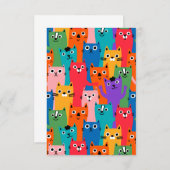 Kleurig kattenpatroon bedankkaart (Voorkant / Achterkant)