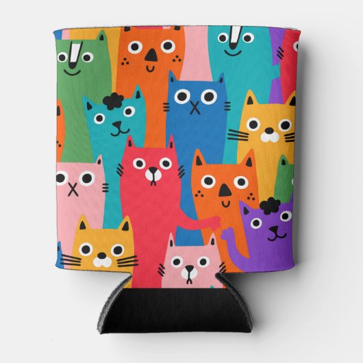 Kleurig kattenpatroon blikjeskoeler (Voorkant)