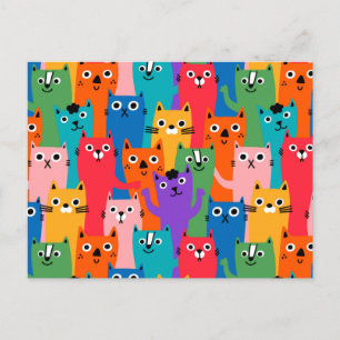 Kleurig kattenpatroon briefkaart