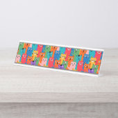 Kleurig kattenpatroon bureau naambordje (Voorkant)