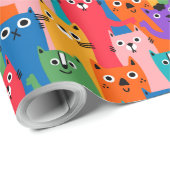 Kleurig kattenpatroon cadeaupapier (Rol Hoek)