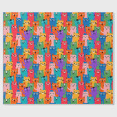Kleurig kattenpatroon cadeaupapier (Vlak)
