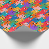Kleurig kattenpatroon cadeaupapier (Hoek)