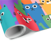 Kleurig kattenpatroon cadeaupapier (Rol Hoek)