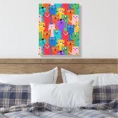 Kleurig kattenpatroon canvas afdruk (Insitu (Slaapkamer))