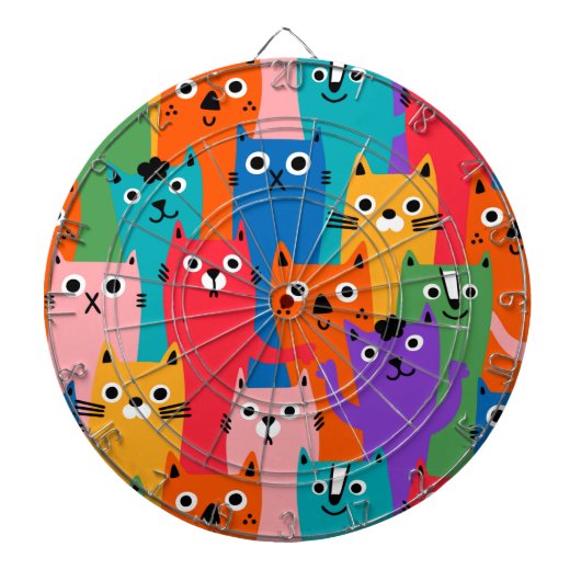 Kleurig kattenpatroon dartbord (Voorkant)