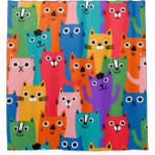 Kleurig kattenpatroon douchegordijn (Voorkant)