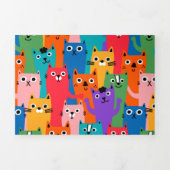 Kleurig kattenpatroon drieluik uitnodiging (Cover)