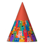 Kleurig kattenpatroon feesthoedjes (Links)