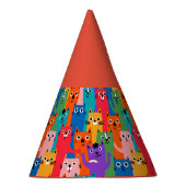 Kleurig kattenpatroon feesthoedjes (Rechts)