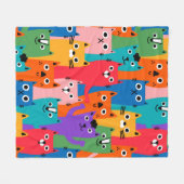 Kleurig kattenpatroon fleece deken (Voorkant (Horizontaal))