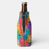 Kleurig kattenpatroon flesjeskoeler (Fles Achterkant)