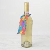 Kleurig kattenpatroon flessenhanger (Schuin)