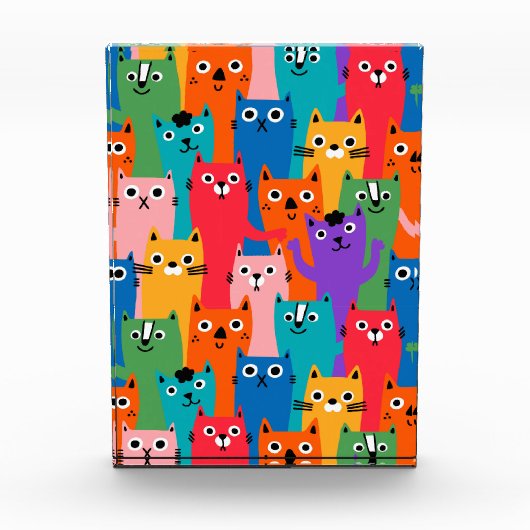 Kleurig kattenpatroon fotoblokken (Voorkant)