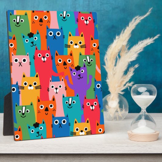 Kleurig kattenpatroon fotoplaat (Zijkant)