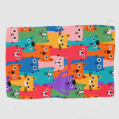 Kleurig kattenpatroon golfhanddoek (Horizontaal)