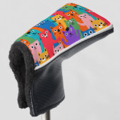 Kleurig kattenpatroon golfheadcover (3/4 voorkant)