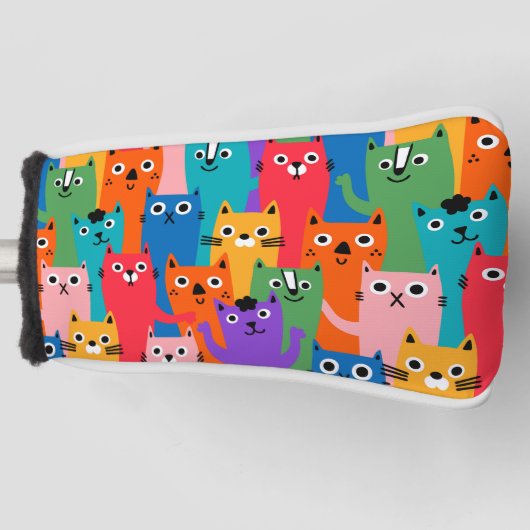 Kleurig kattenpatroon golfheadcover (Voorkant)