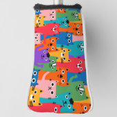 Kleurig kattenpatroon golfheadcover (Draai 90)